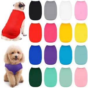 16 Pieces Small Dog Clothes Cute Blank Puppy Shirts Soft Dog Sweatshirts Breathable Dog Outfit for Pet Dogs Cats Accessories, 16 Styles(M) Medium
