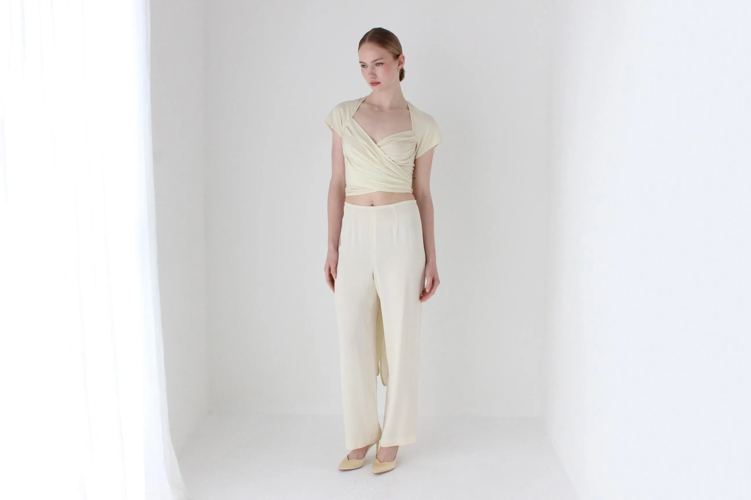 2000s Moschino Cream Wrap Ballerina Bridal Top