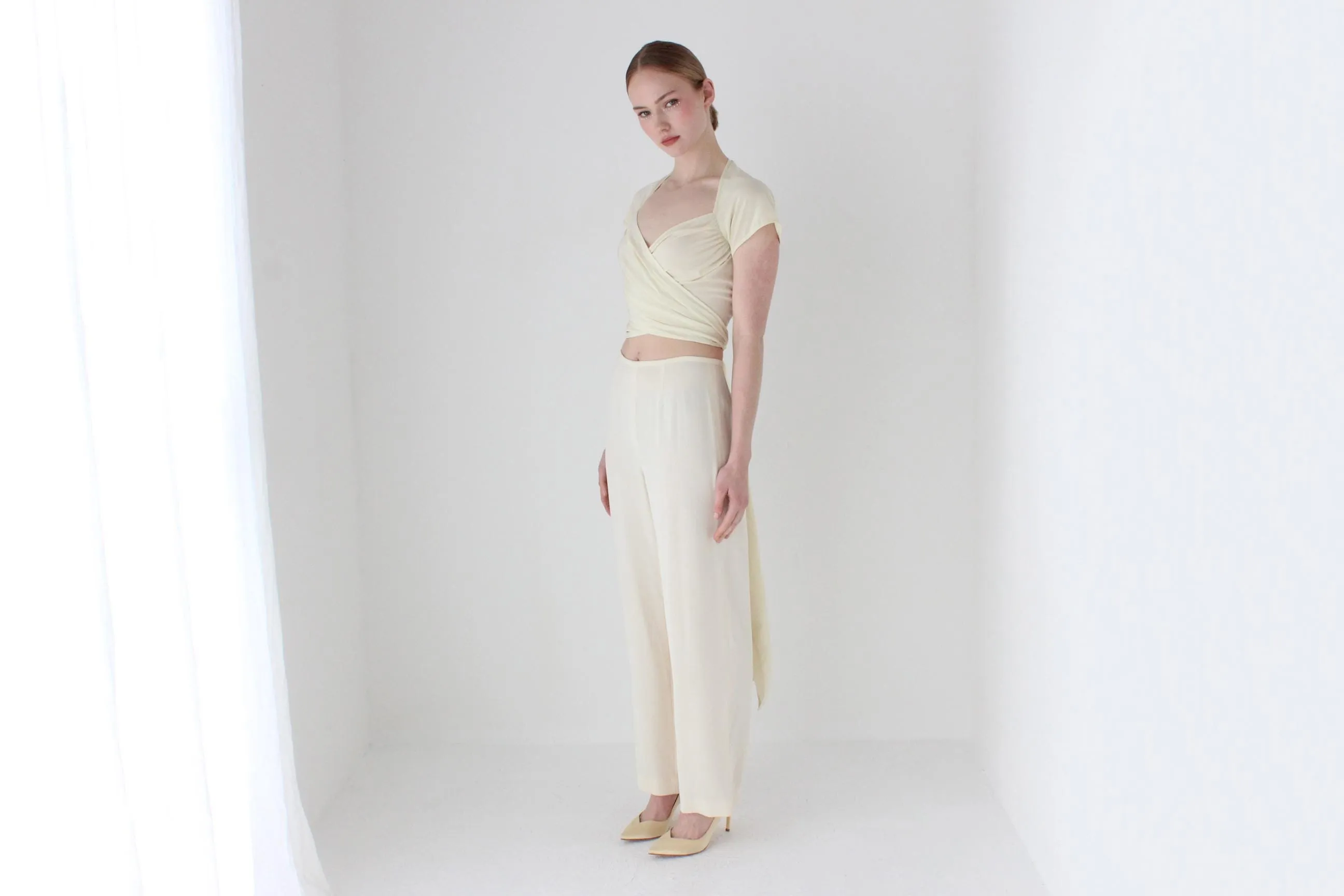 2000s Moschino Cream Wrap Ballerina Bridal Top