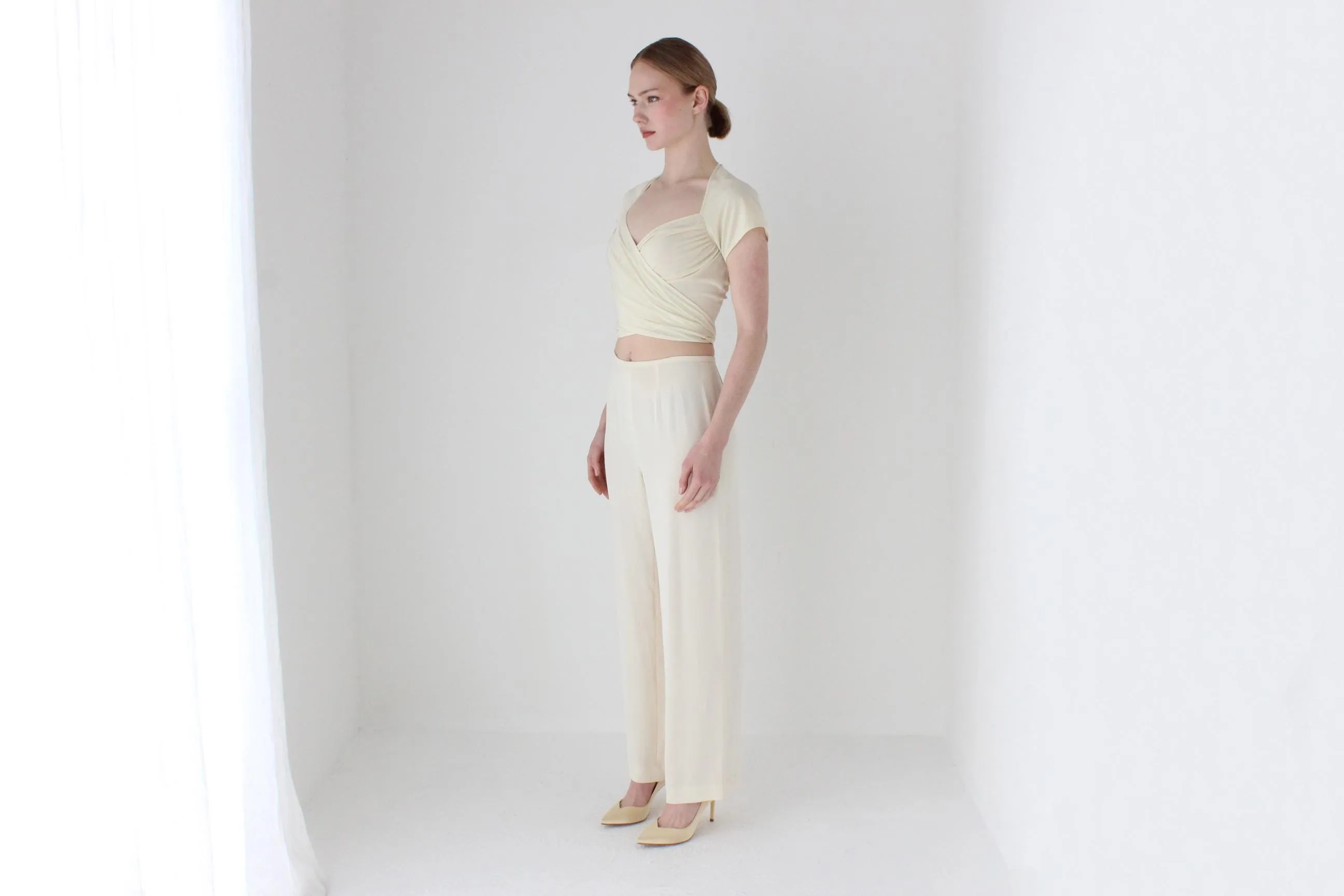 2000s Moschino Cream Wrap Ballerina Bridal Top