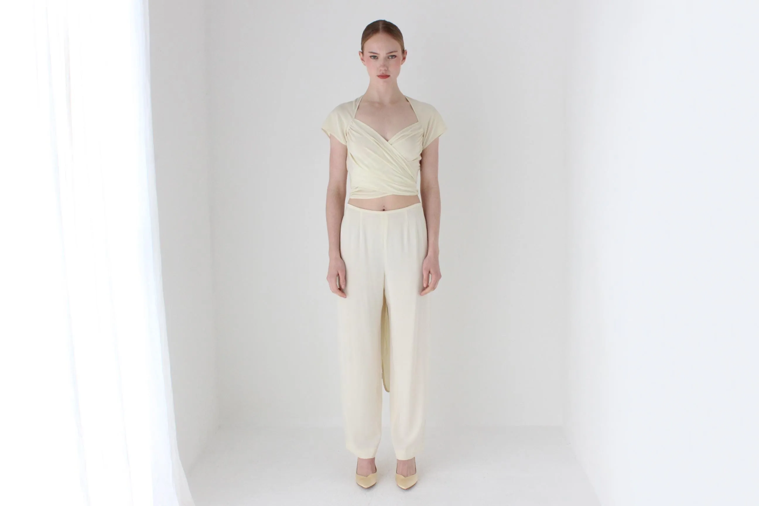 2000s Moschino Cream Wrap Ballerina Bridal Top