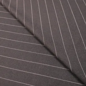 2.25 YDS Charcoal and White Striped Loro Piana Winter Tasmanian Super 130's Suiting Fabric