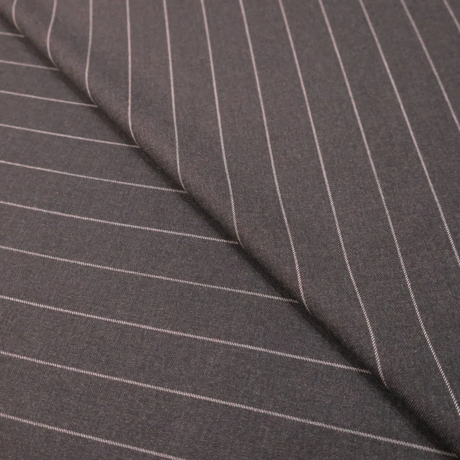 2.25 YDS Charcoal and White Striped Loro Piana Winter Tasmanian Super 130's Suiting Fabric