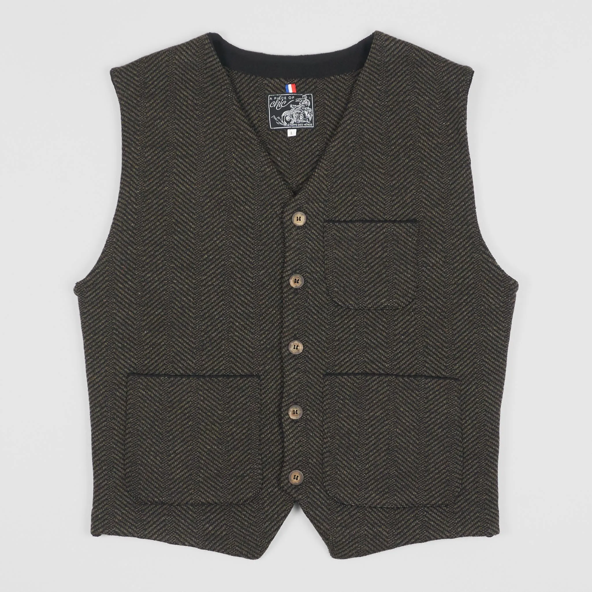 A Piece of Chic Herringbone Wool Vest