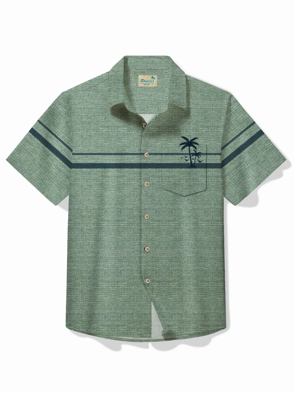 Alohadaddy Beach Vacation Coconut Tree Camp Shirt Pocket Breathable Comfortable Short Sleeve Shirt Big Tall