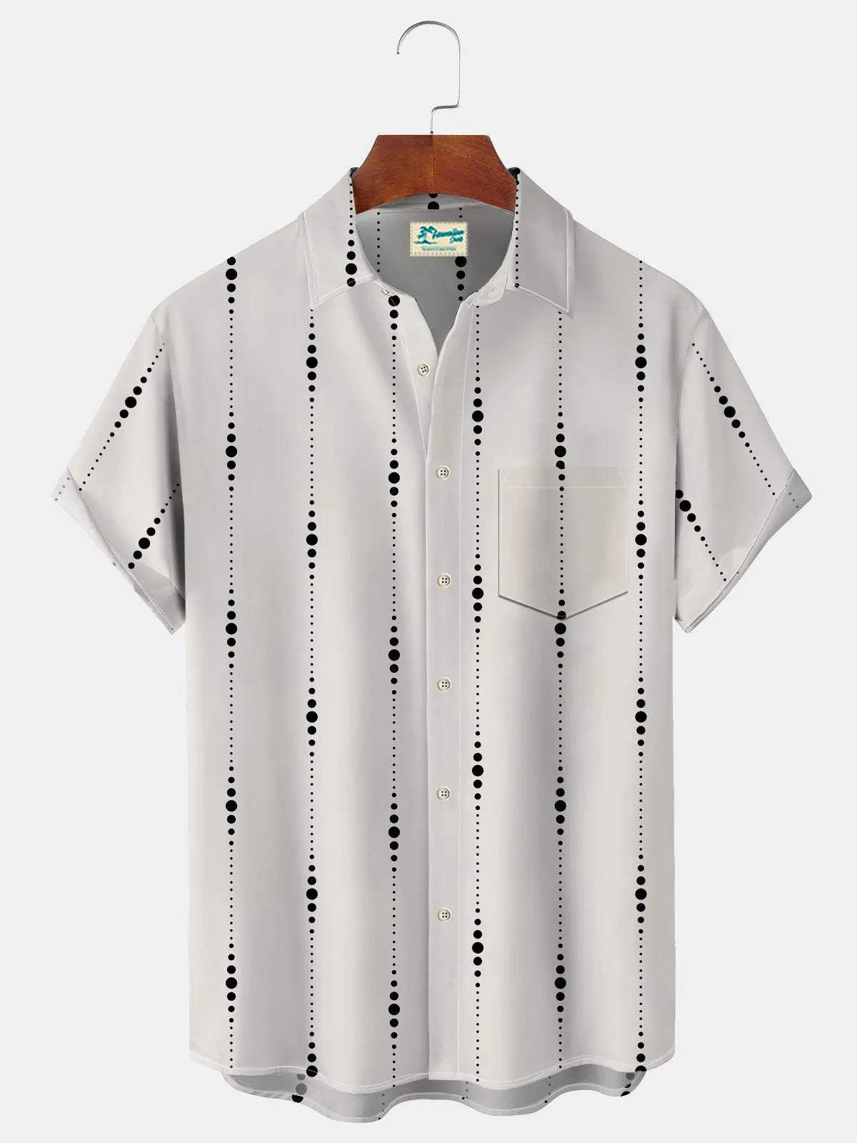 Alohadaddy Retro Holiday Off White Men's Shirt Polka Dots Art Breathable Comfort Pocket Camp Shirt Big Tall