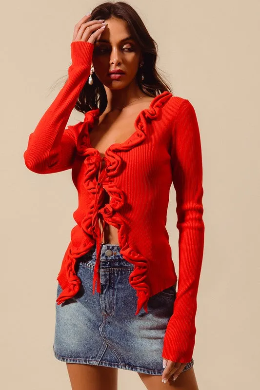 Amanda Tie Front Sweater Top