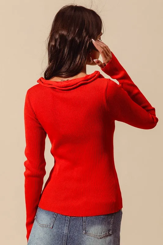 Amanda Tie Front Sweater Top