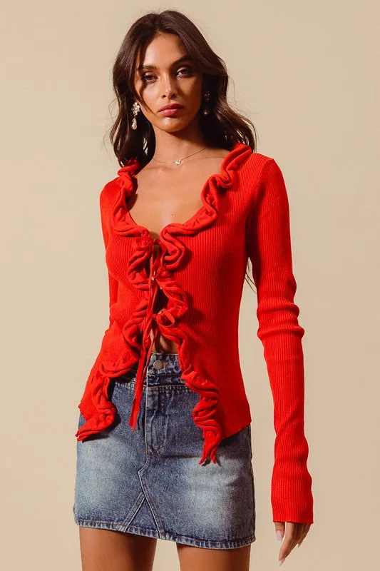 Amanda Tie Front Sweater Top