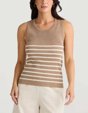 Amba Stripe Tank - Nut/Ecru
