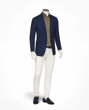 Angelico Navy Blue Two Ply Tropical Wool Open Weave