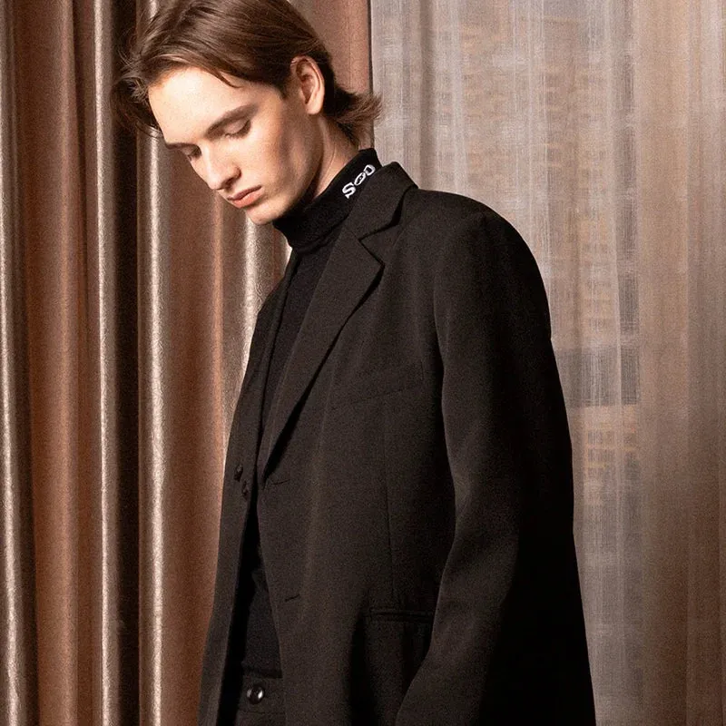 Asymmetric Layered Pinstripe Blazer