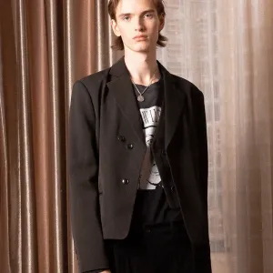 Asymmetric Layered Pinstripe Blazer