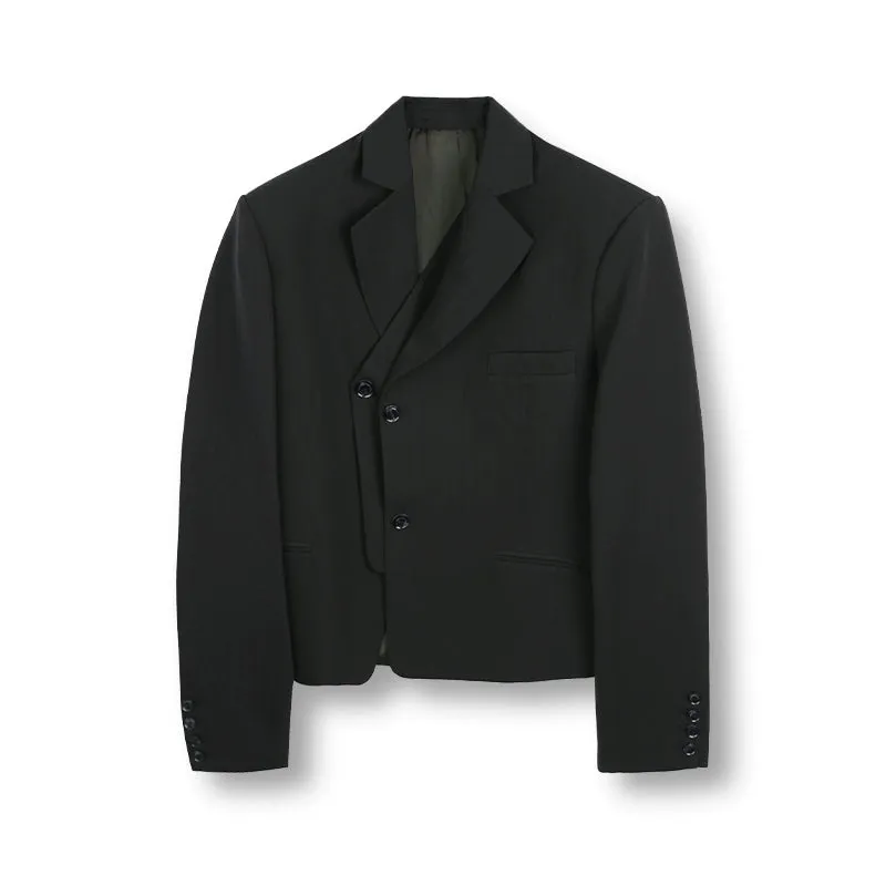 Asymmetric Layered Pinstripe Blazer