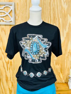 Aztec Cowhide Turquoise