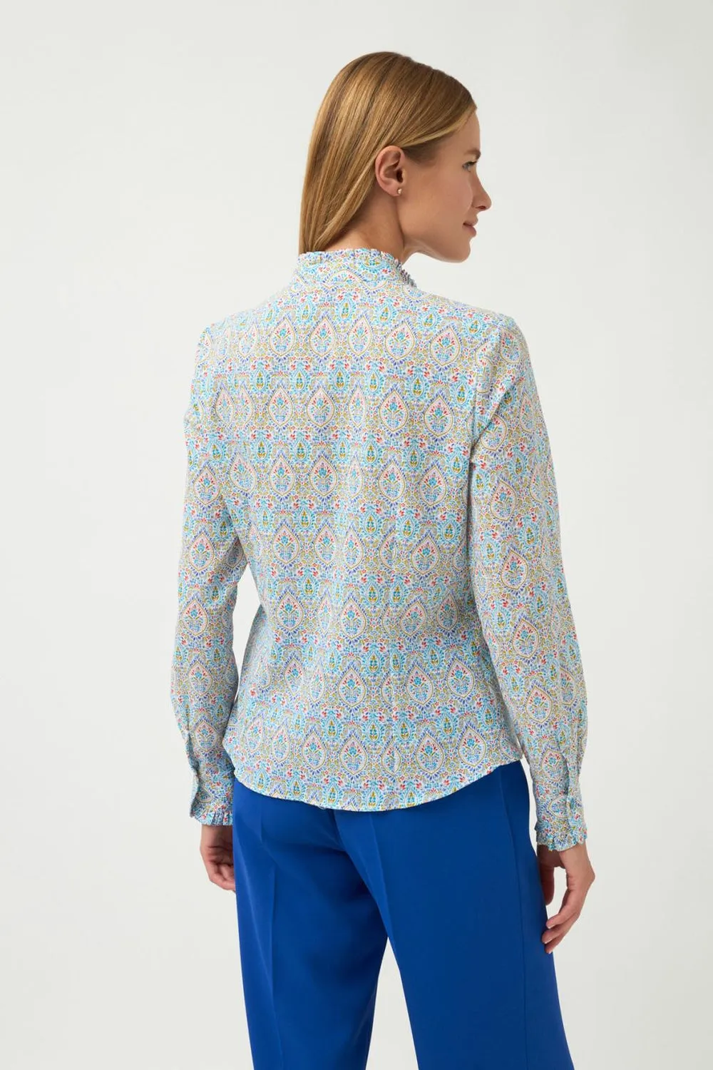 Bariloche Majada Ethnic Print Ruffle Collar Blouse