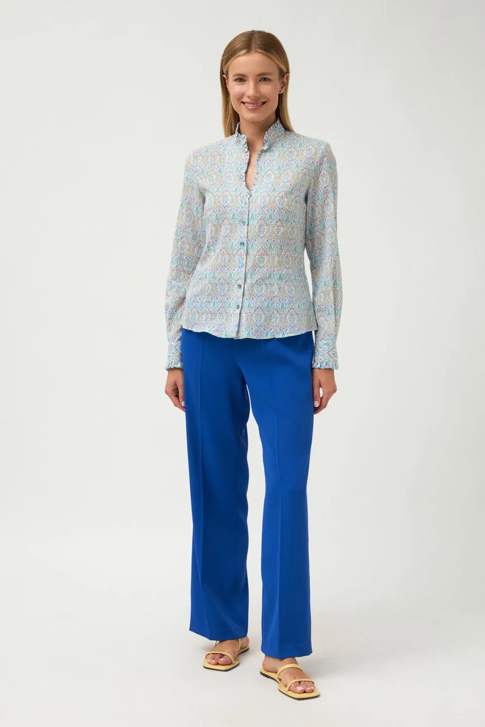 Bariloche Majada Ethnic Print Ruffle Collar Blouse