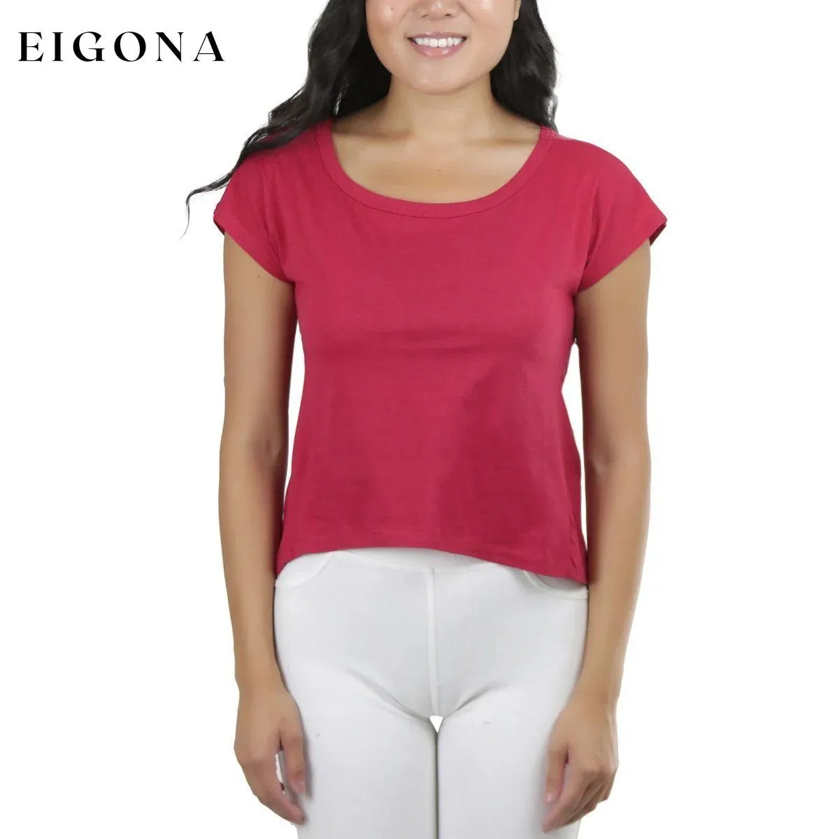 Basic Cotton Blend Cropped Tee Top