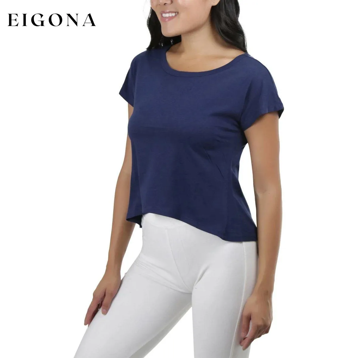 Basic Cotton Blend Cropped Tee Top