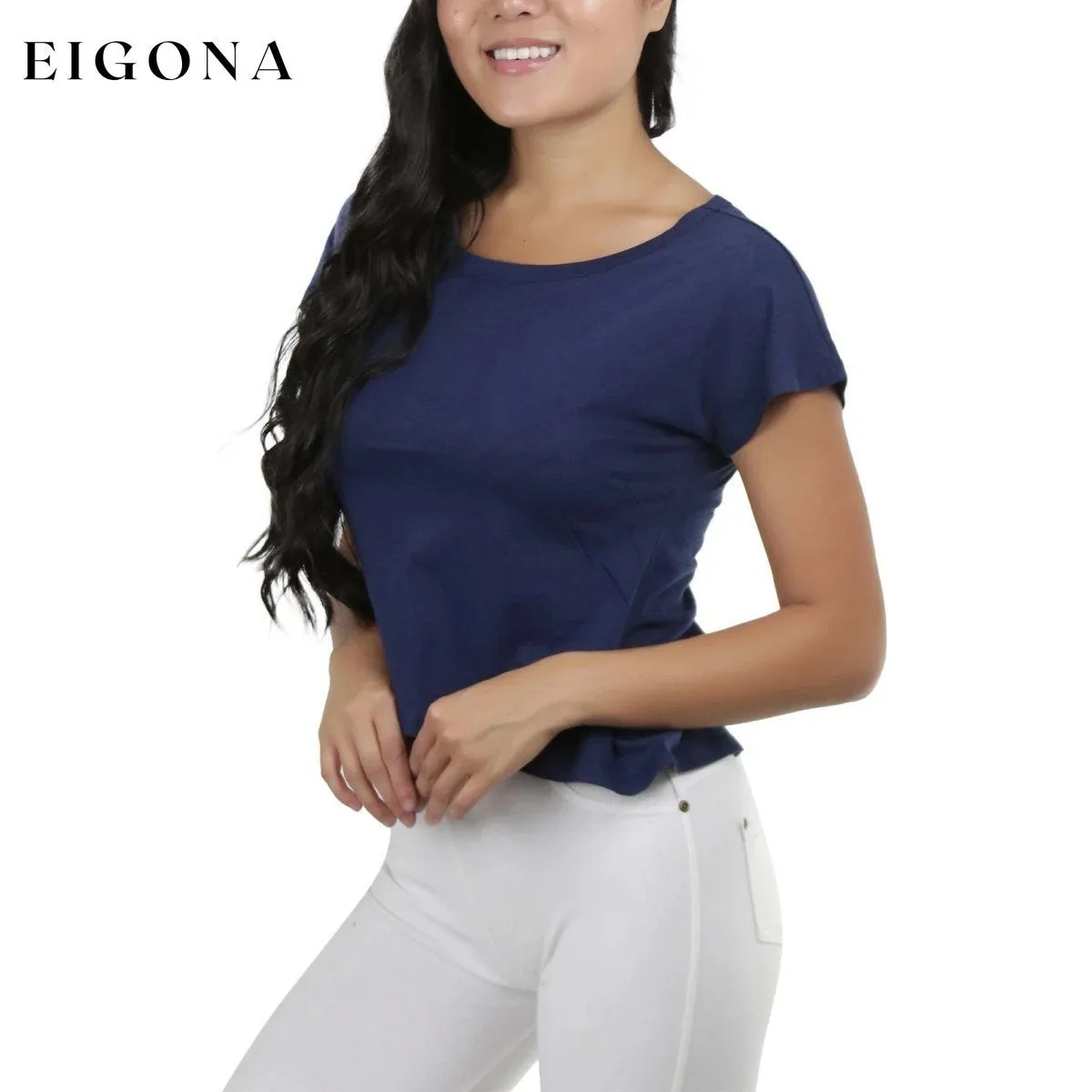 Basic Cotton Blend Cropped Tee Top