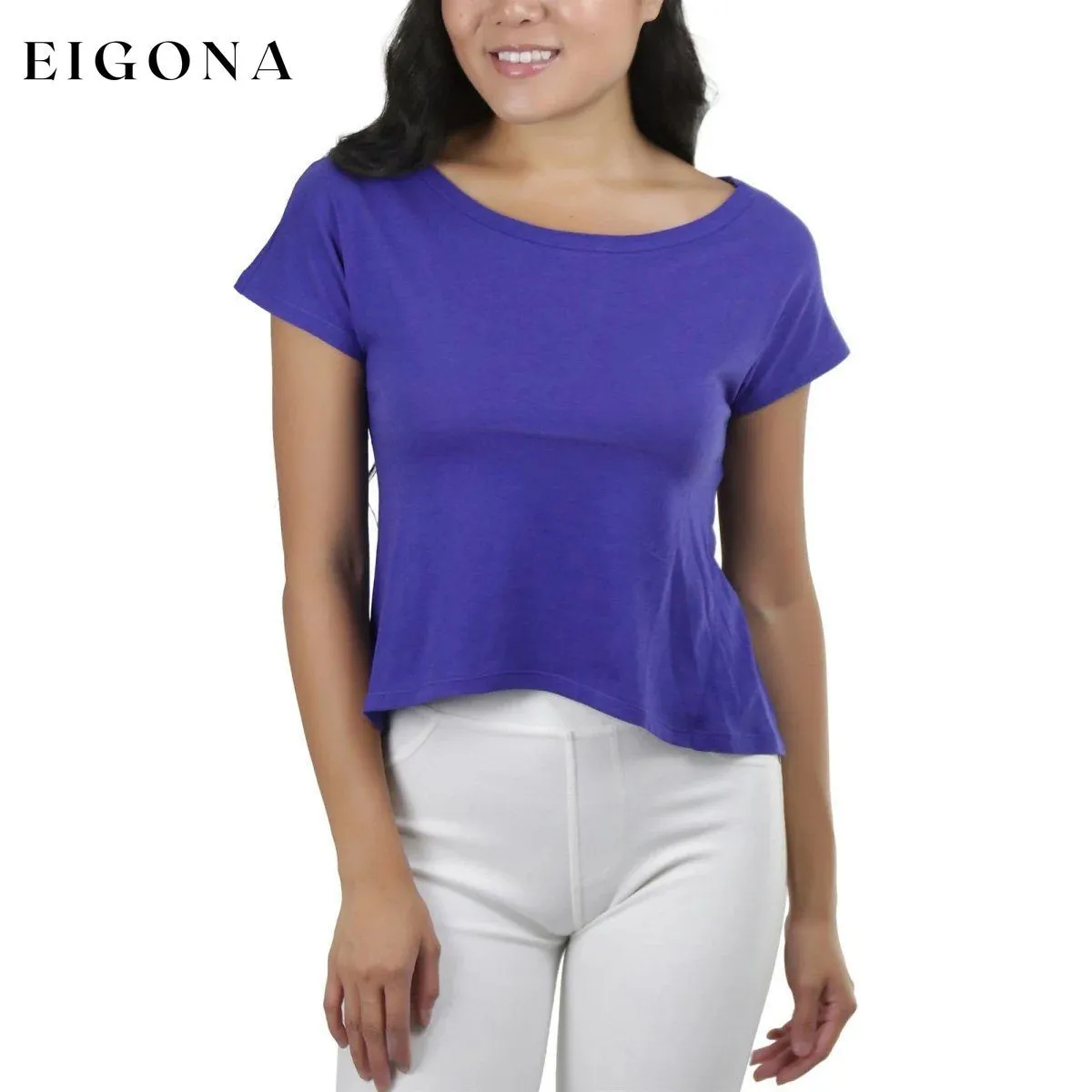 Basic Cotton Blend Cropped Tee Top