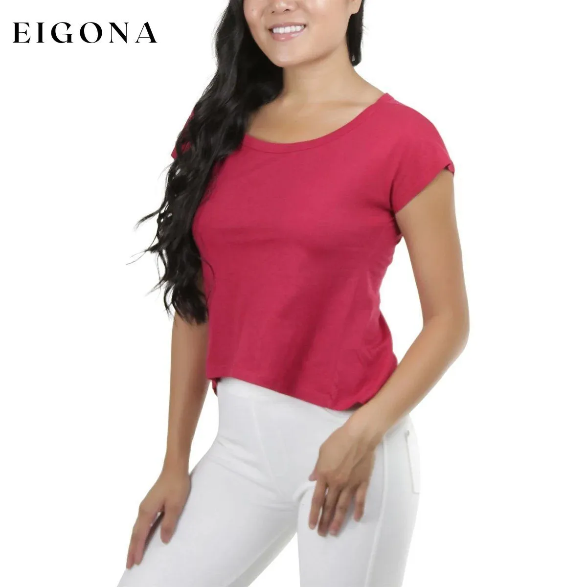 Basic Cotton Blend Cropped Tee Top