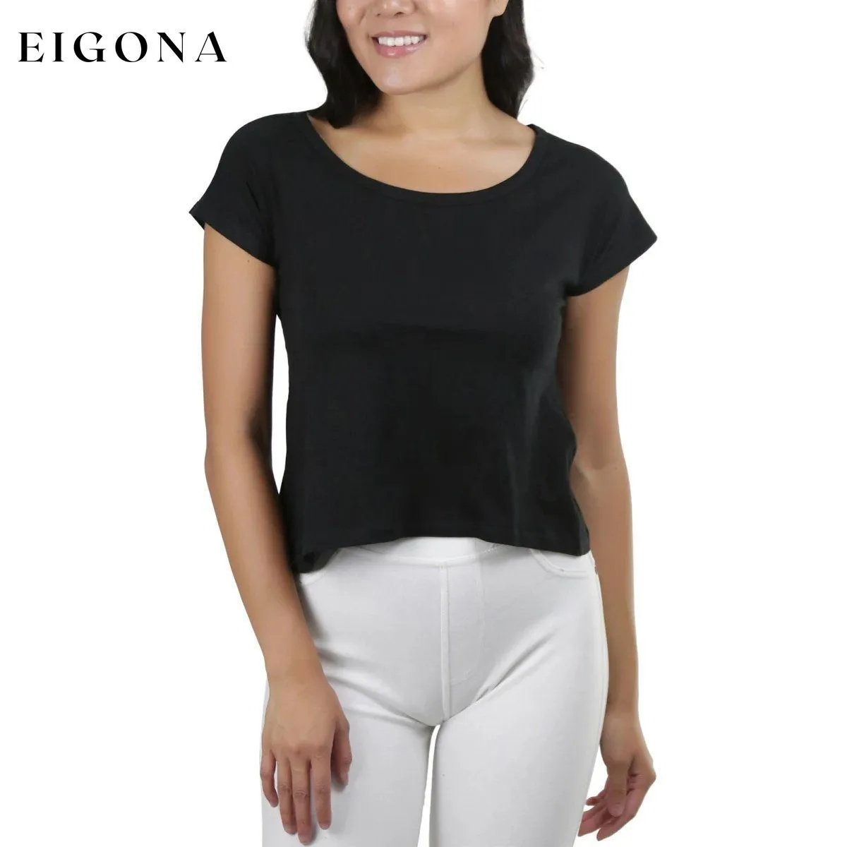 Basic Cotton Blend Cropped Tee Top