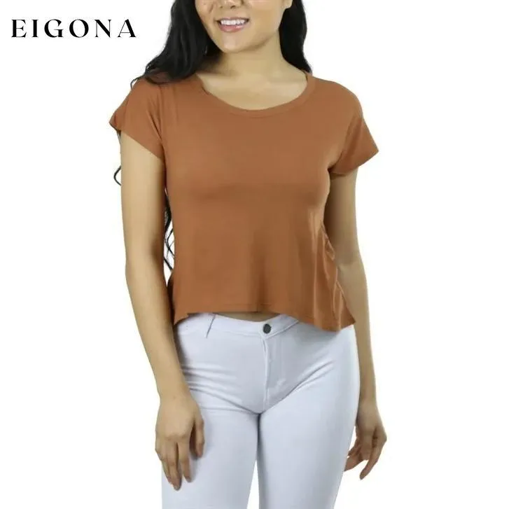 Basic Cotton Blend Cropped Tee Top