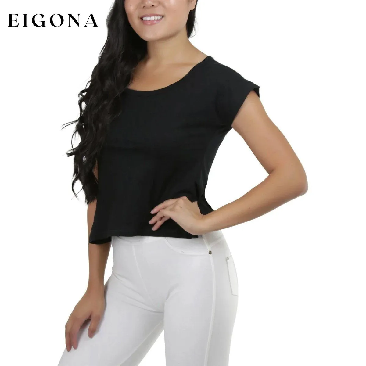 Basic Cotton Blend Cropped Tee Top