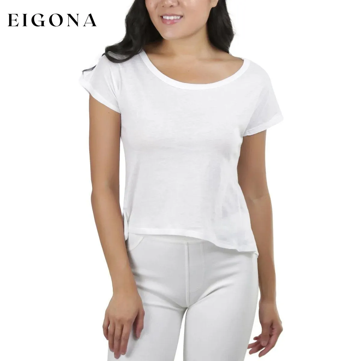 Basic Cotton Blend Cropped Tee Top