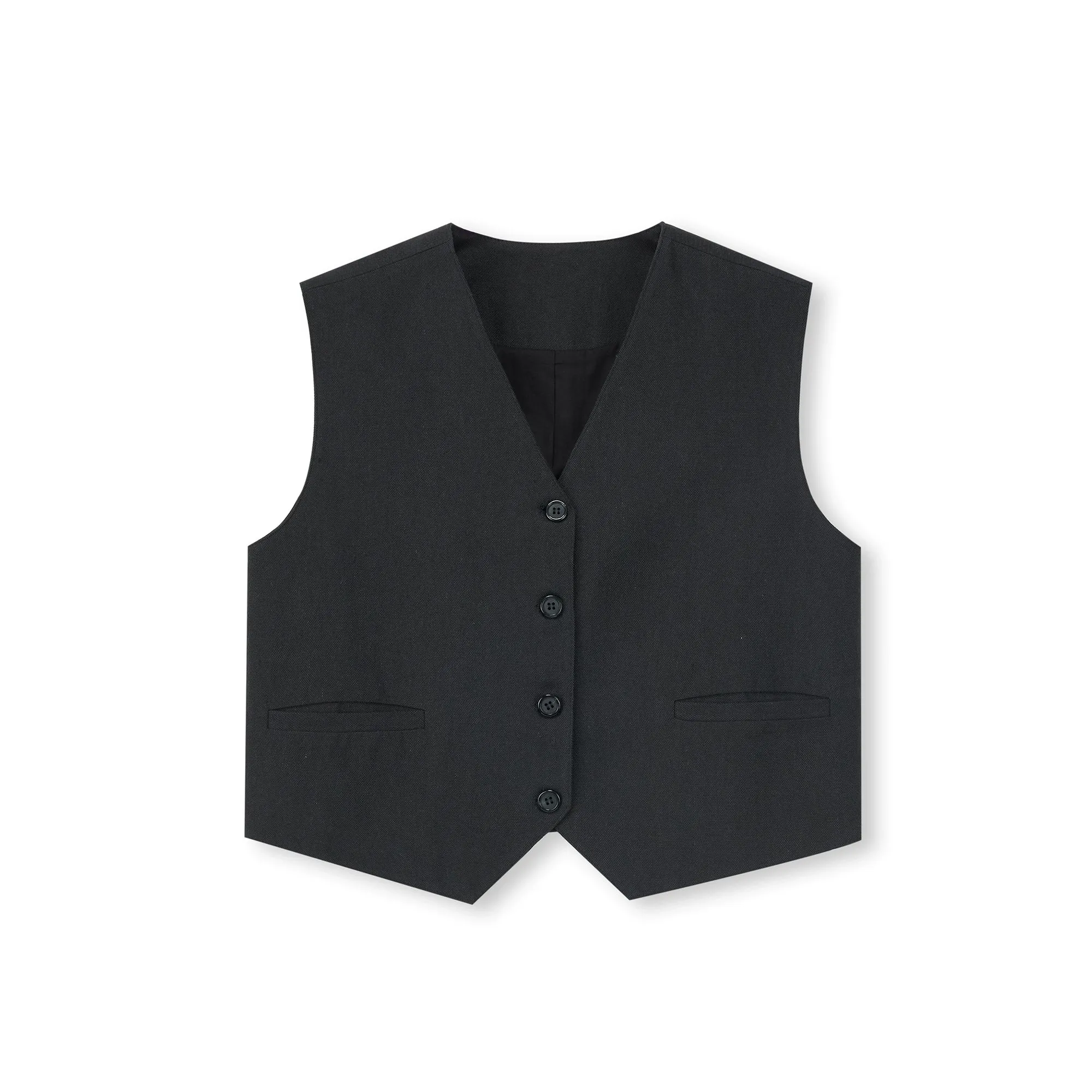 Beige V-neck Suit Vest