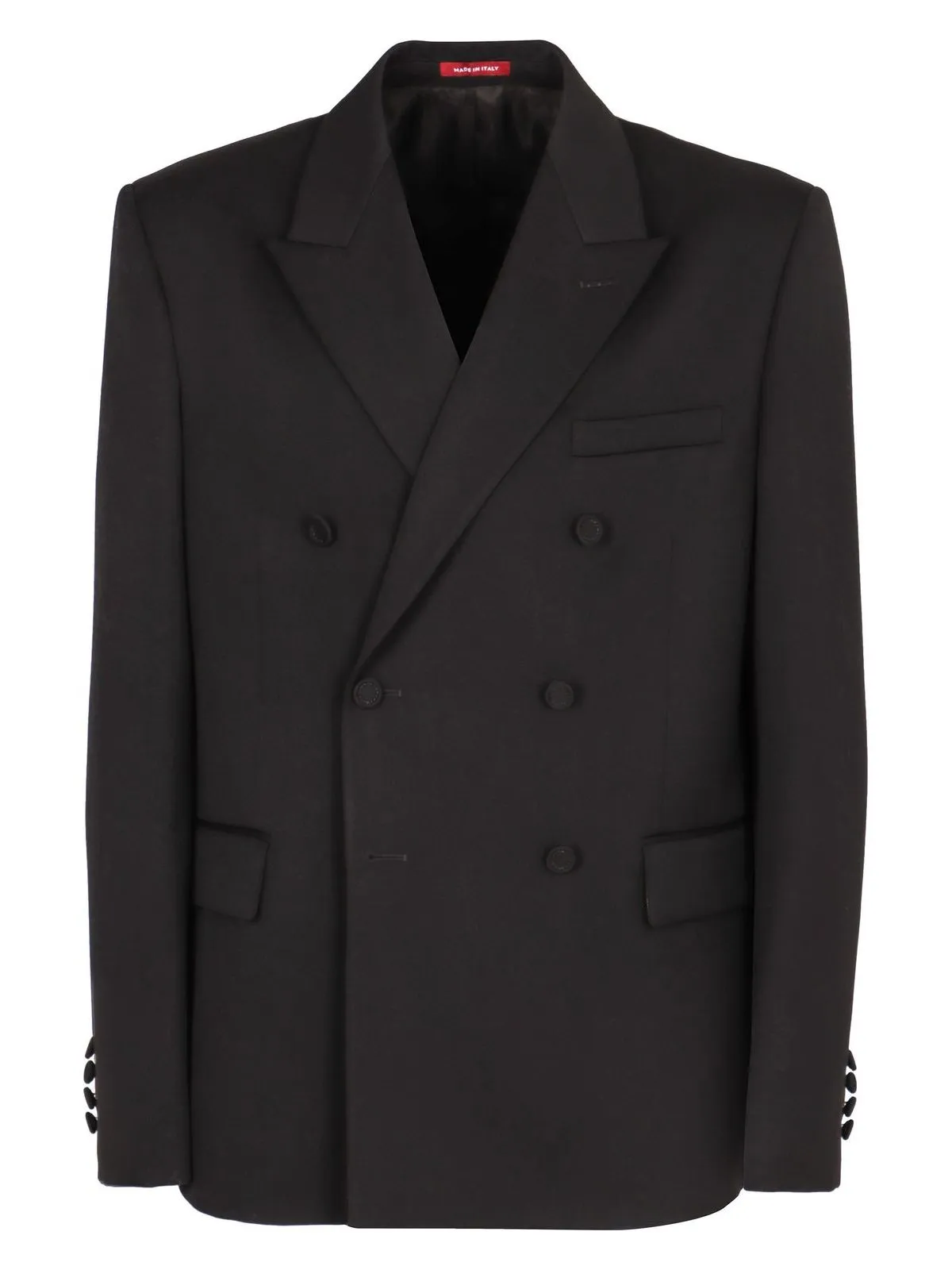 BLACK DOUBLE-BREASTED WOOL SUIT