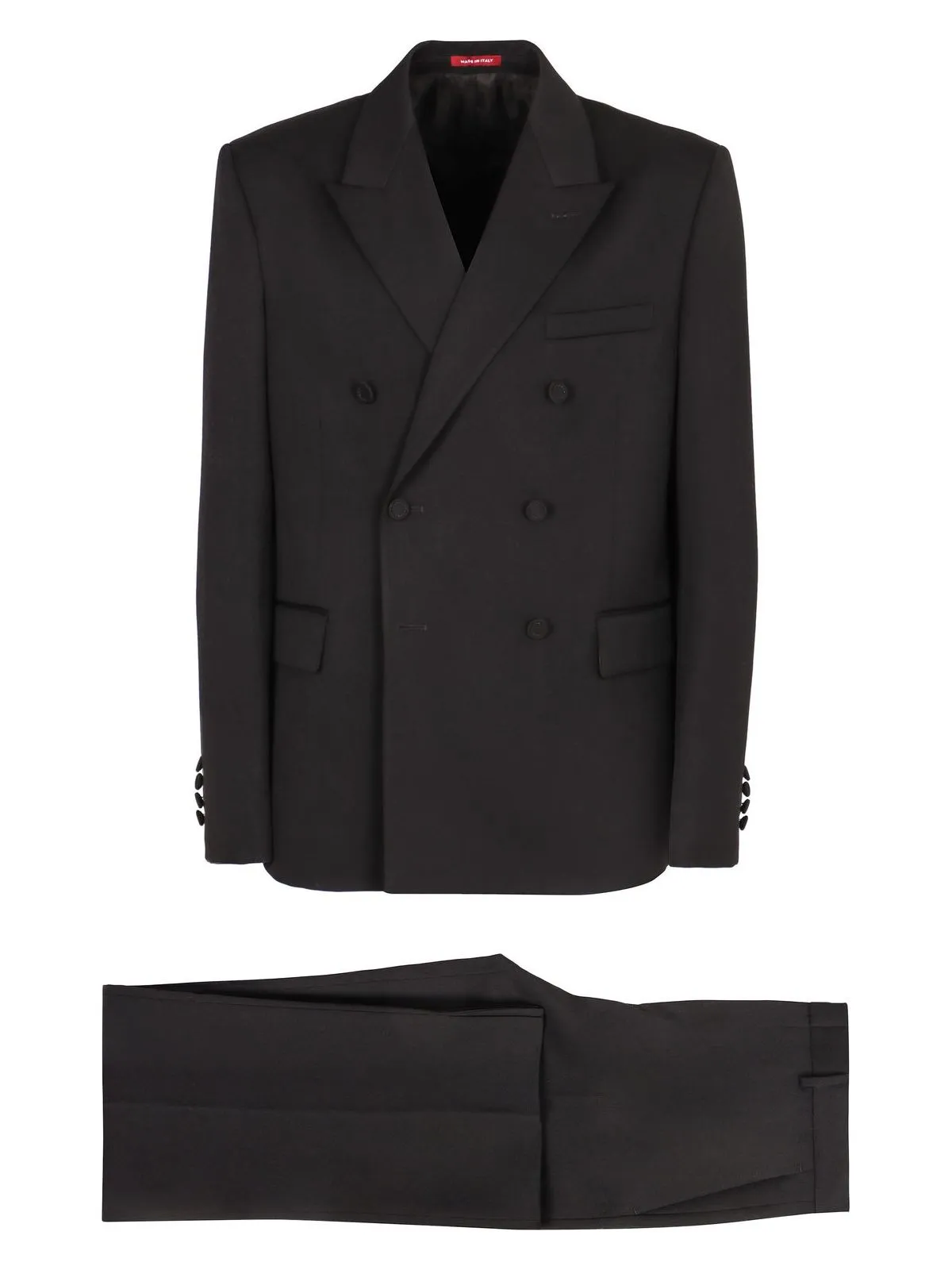 BLACK DOUBLE-BREASTED WOOL SUIT