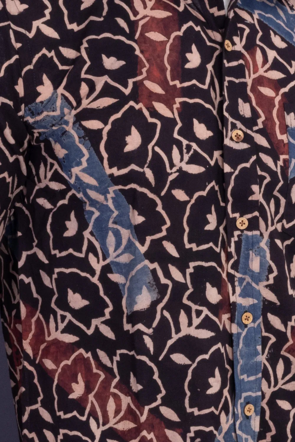 Black Half Sleeve Ajrakh Printed Cotton Mens Shirt 10072714