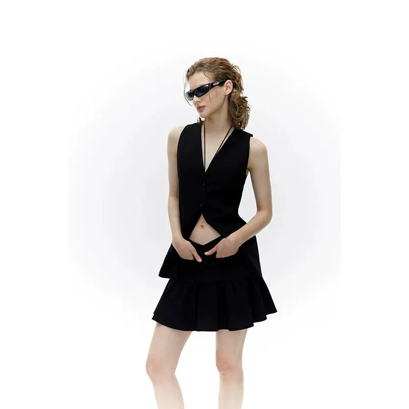 Black Ruffled Mini Skirt