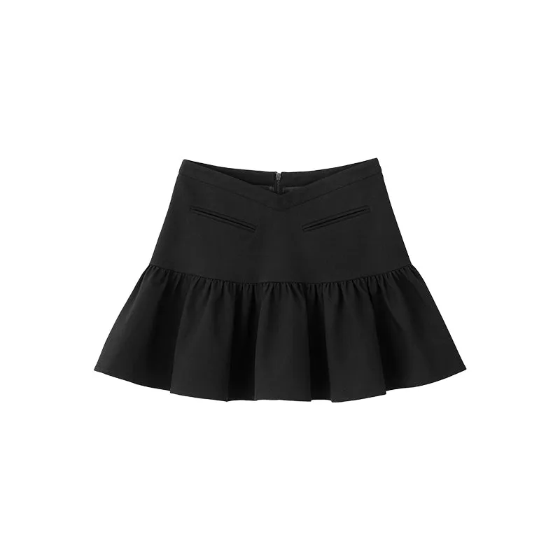 Black Ruffled Mini Skirt