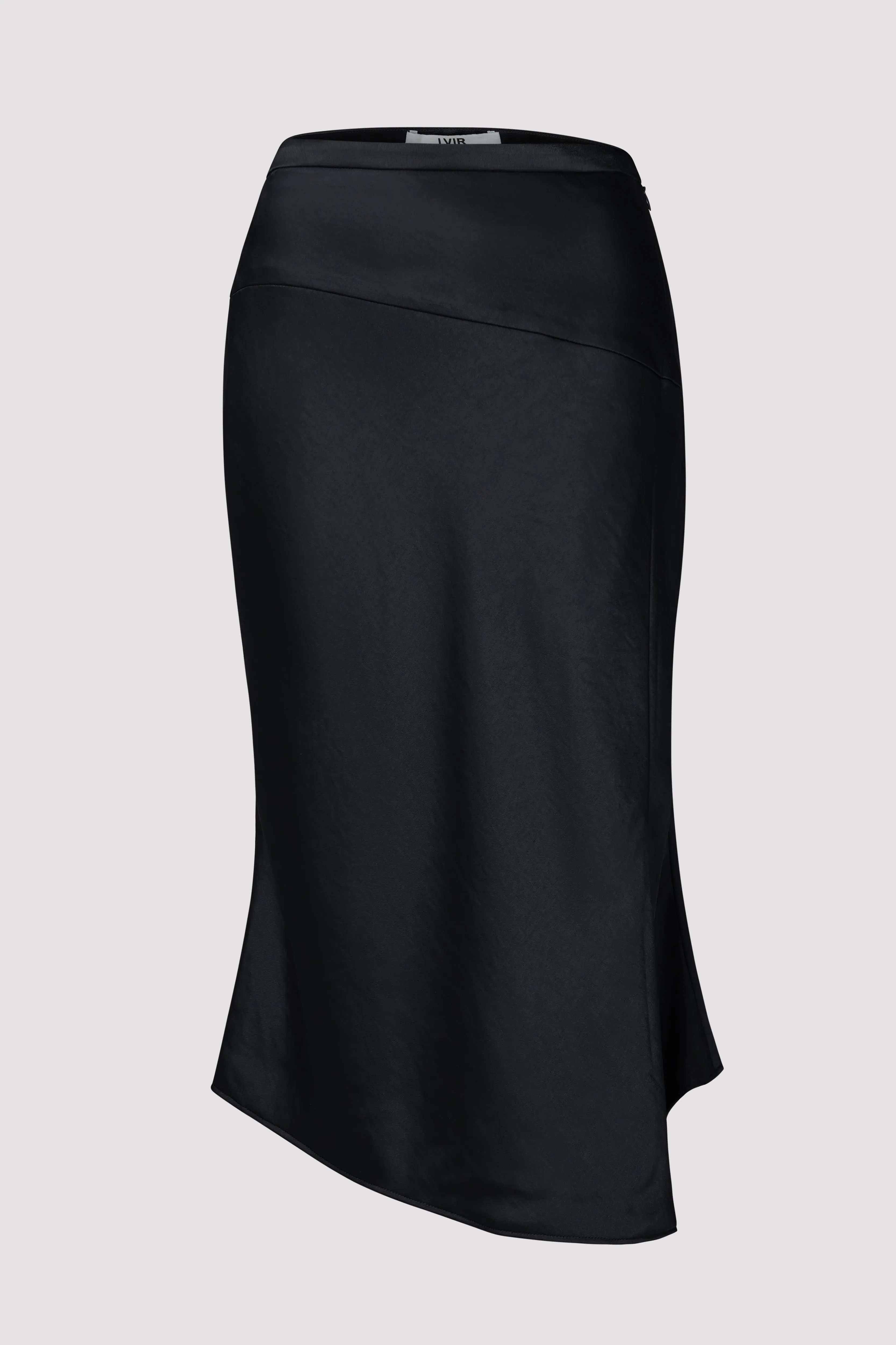 Black Satin Midi Skirt