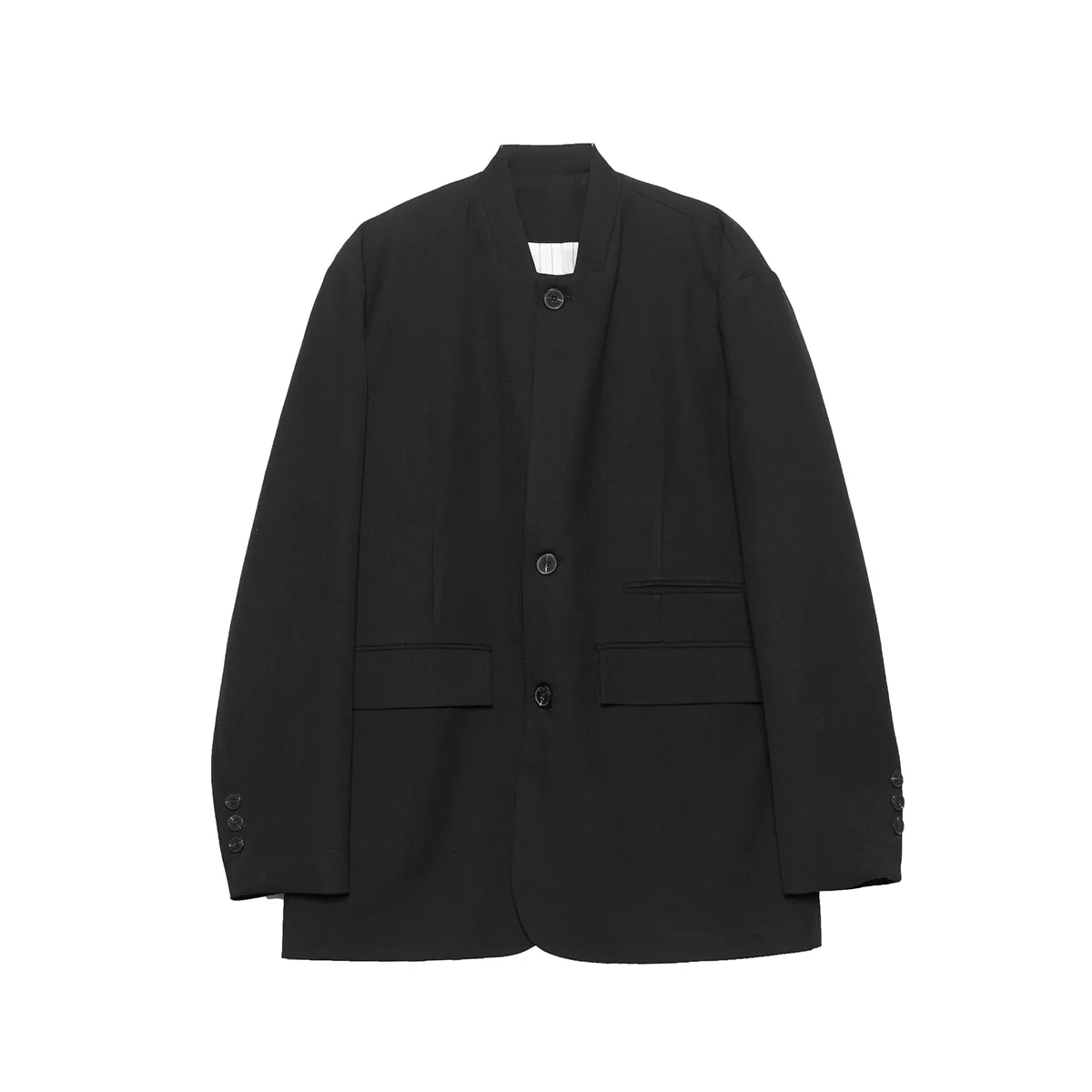 Black Stand-Up Collar Blazer