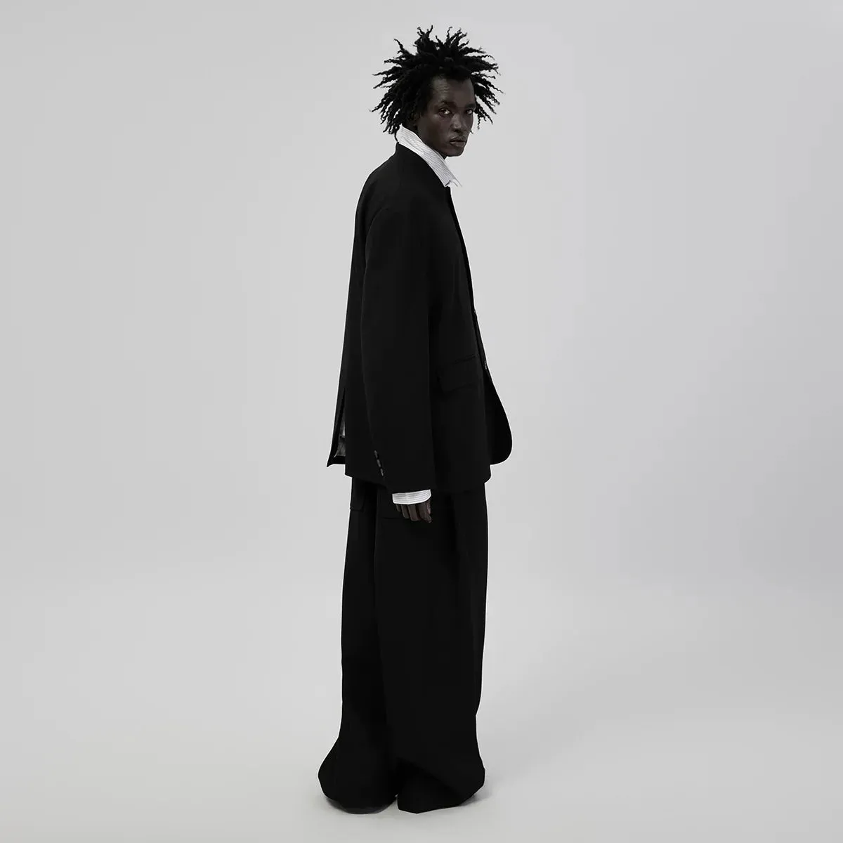 Black Stand-Up Collar Blazer