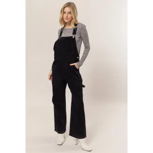 Black Washed Corduroy Overalls