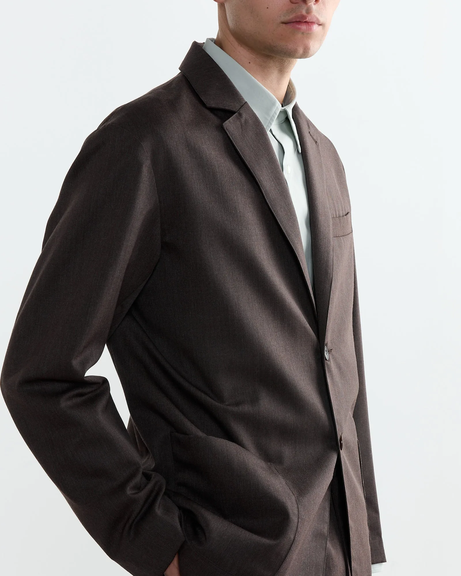 Blazer in Wool Gabardine Brown Mélange