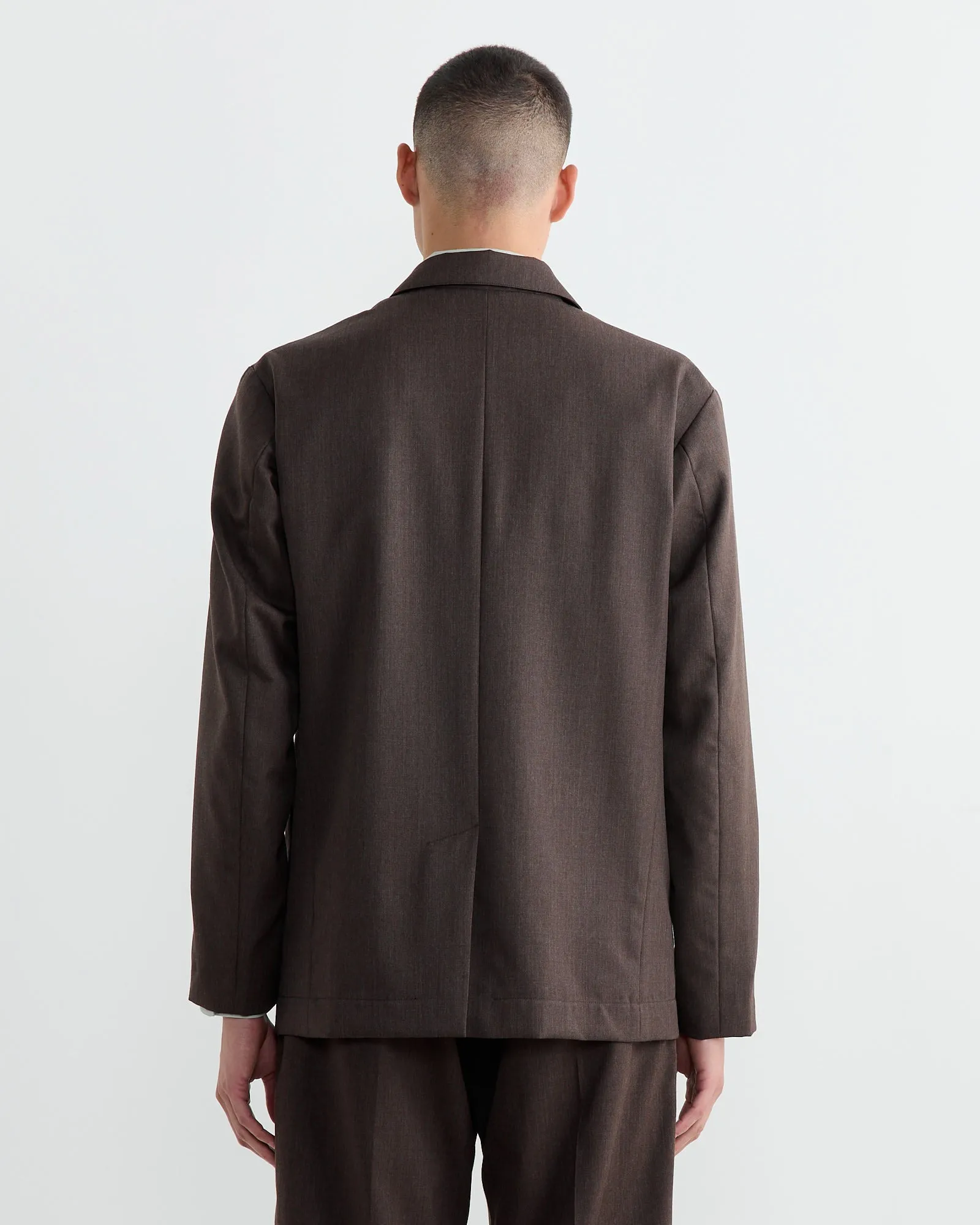 Blazer in Wool Gabardine Brown Mélange
