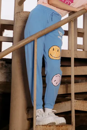 Blue Knitted Oversized Jogger Pants
