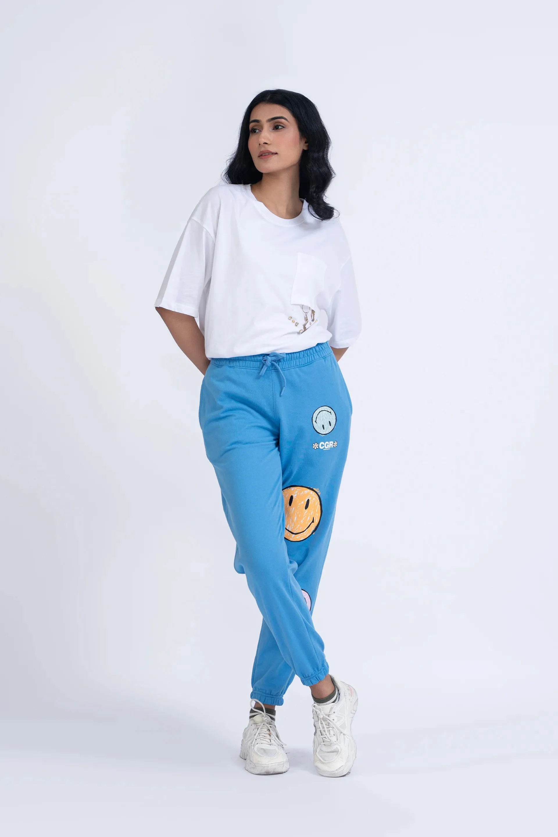 Blue Knitted Oversized Jogger Pants