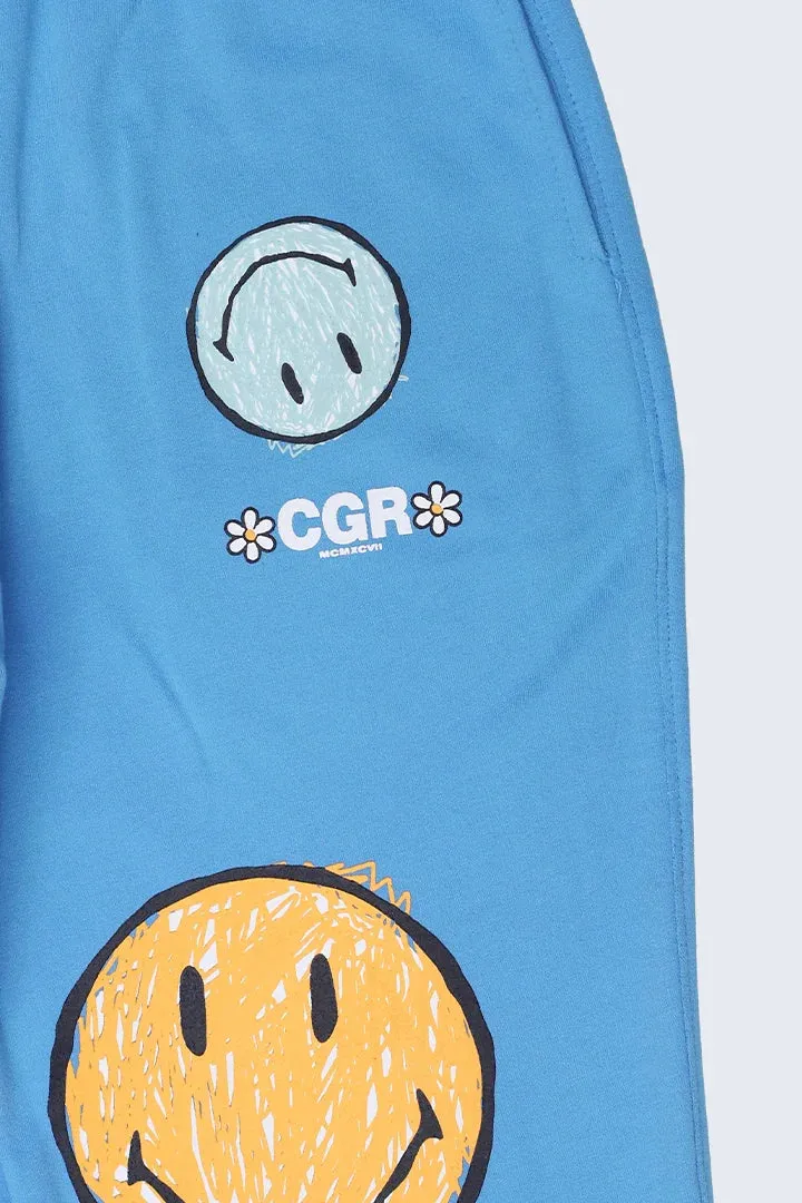 Blue Knitted Oversized Jogger Pants