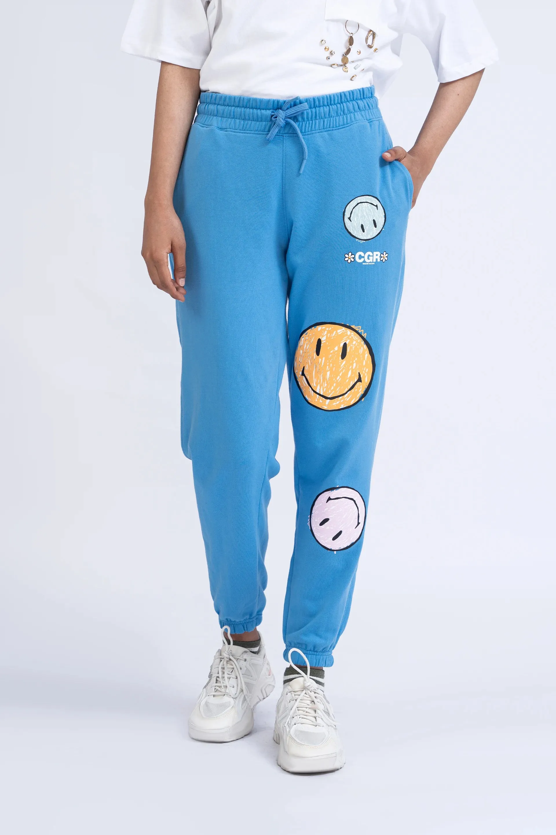Blue Knitted Oversized Jogger Pants
