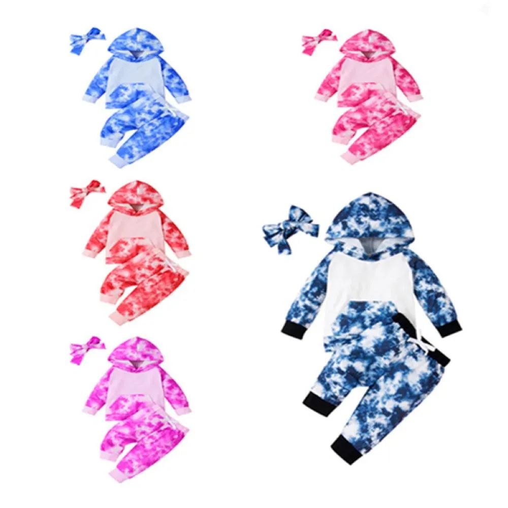 Boys Tie Dye Hooded Tops&Pants Wholesale Baby Girl Clothes