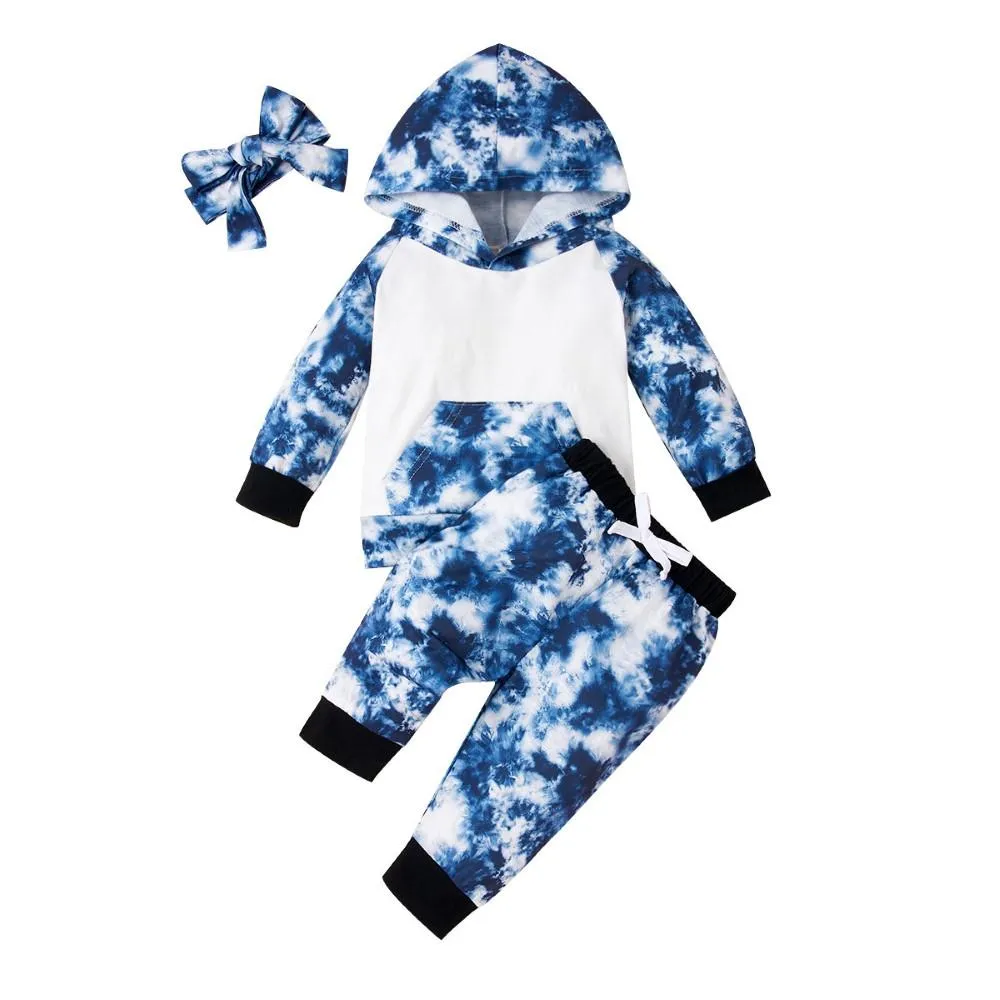 Boys Tie Dye Hooded Tops&Pants Wholesale Baby Girl Clothes