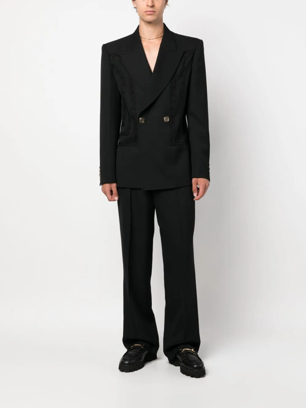 broderie anglaise double-breasted blazer