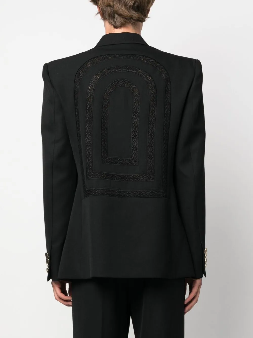 broderie anglaise double-breasted blazer